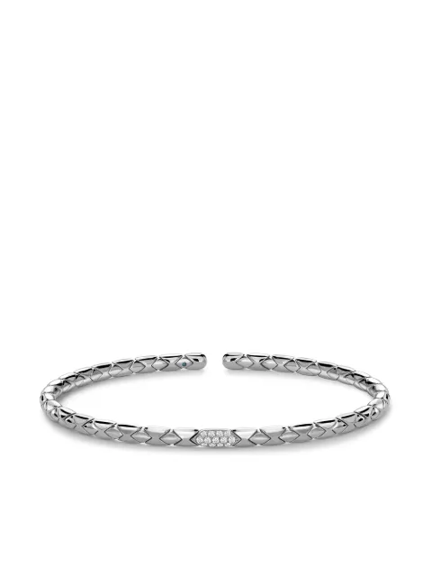 Pragnell 18kt white gold diamond Grooved textured bangle bracelet White F0432