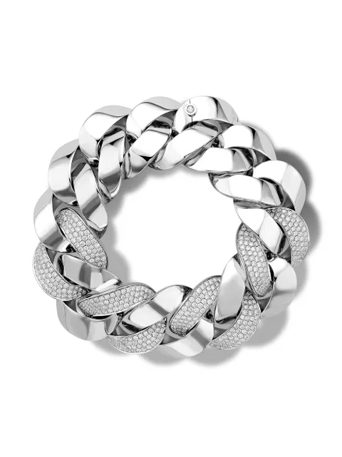 Pragnell 18kt white gold diamond Cuba large chain bracelet White F0589