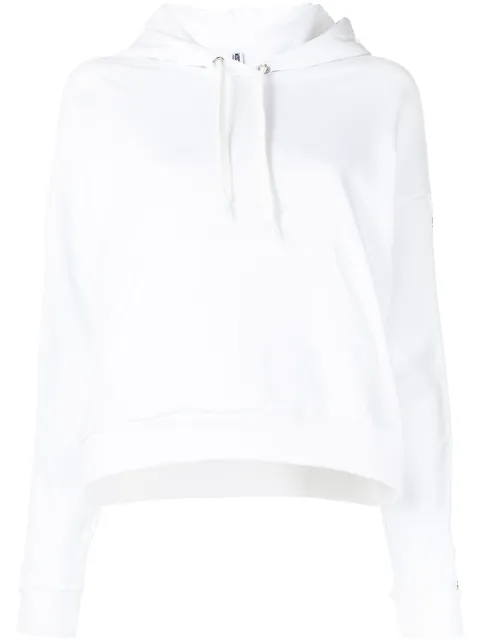 Moschino logo-stripe drawstring hoodie White A17149020