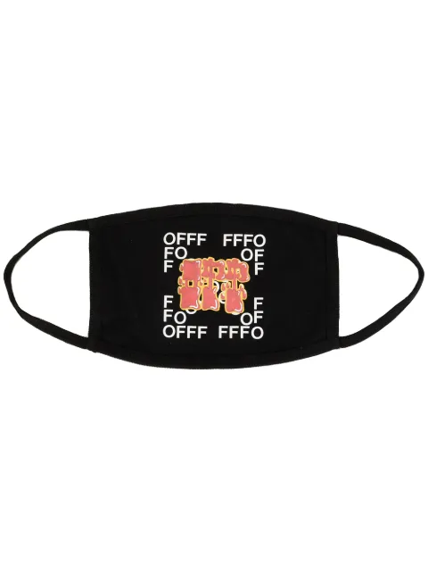 Off-White logo-print cotton face mask Black OMRG001R21JER0041025