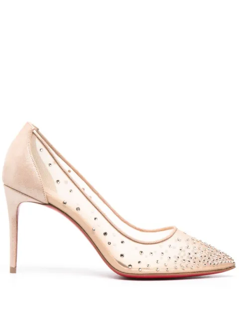 Christian Louboutin crystal-embellished high-heel pumps Neutrals 1190715