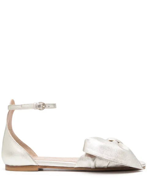 RED(V) bow-detail metallic leather sandals Gold QS0E80BCG