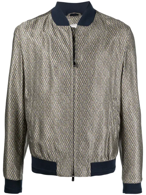 Corneliani micro-print bomber jacket Blue 85L5940113057