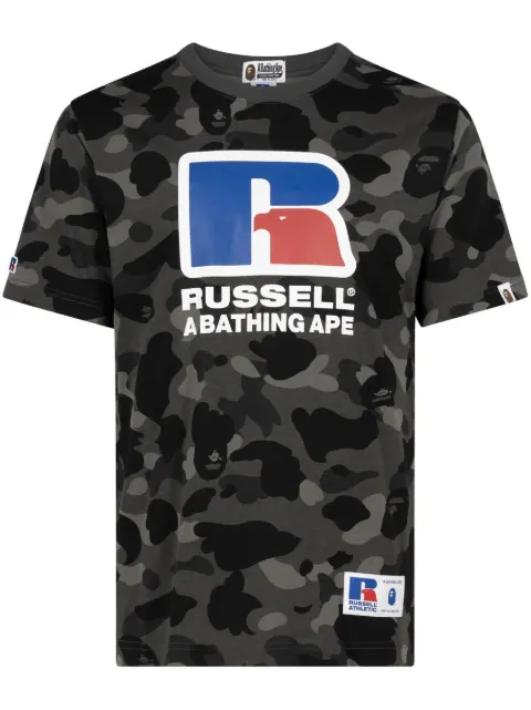A BATHING APE® x Russell Athletic Color Camo T-shirt Black 0ZXTEM109922FBLK
