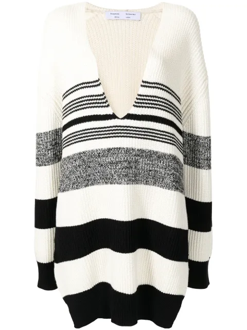 Proenza Schouler White Label horizontal-stripe V-neck jumper White WL2137647KC090