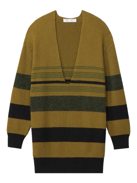 Proenza Schouler White Label horizontal-stripe V-neck jumper Green WL2137647KC090