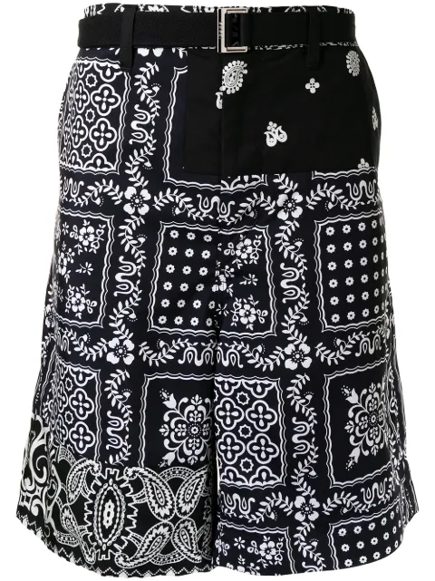 sacai bandana-print cargo shorts Black 2102473M