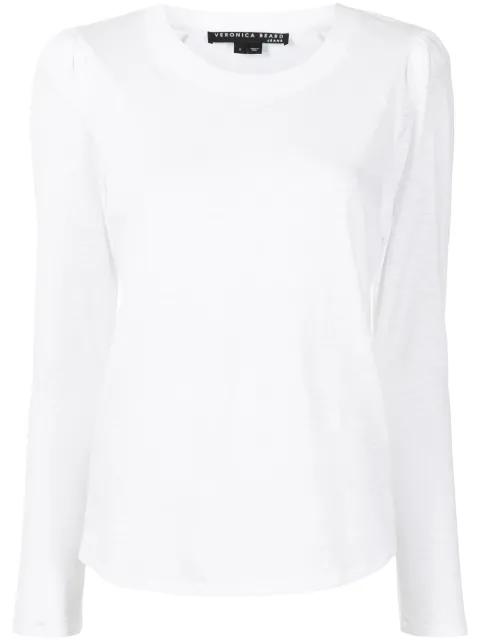 Veronica Beard round neck long-sleeved T-shirt White J2012JY0070391