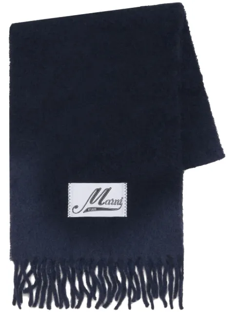 Marni brushed alpaca-blend scarf with fringes Blue ASZC0005A0UTW918