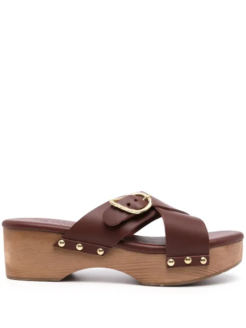Ancient Greek Sandals Marilisa stud-detail clogs Brown MARILISACLOGVACHETTACHESTNUT