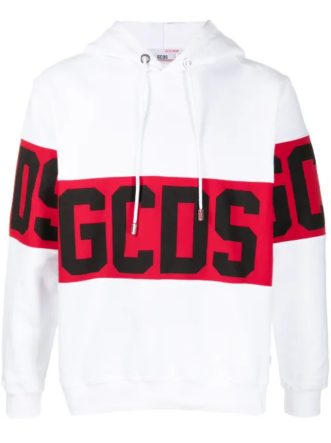 GCDS logo print hoodie White CC94M021013