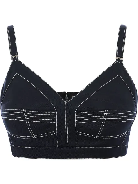 Alexander McQueen contrast-stitch crop top Blue 657134QFAAJ