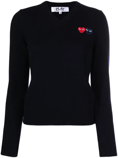 Comme Des Garçons Play double heart motif jumper Blue P1N055