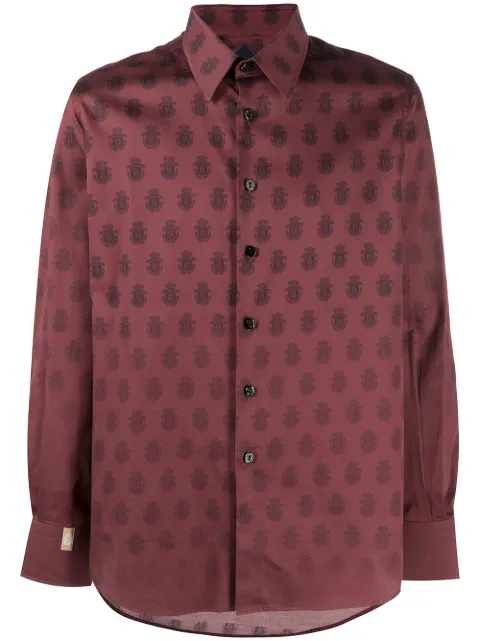 Billionaire printed button-up shirt Red IAACMRP1468BTE002N35