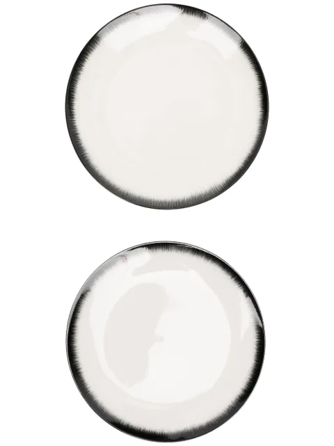 Ann Demeulemeester shadow-paint porcelain pair of plates White B4019309