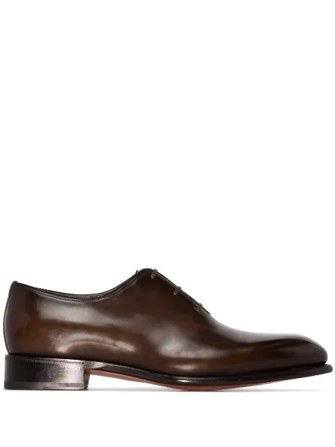 Santoni leather lace-up Oxford shoes Brown MCCR16229MC1HVVDT50