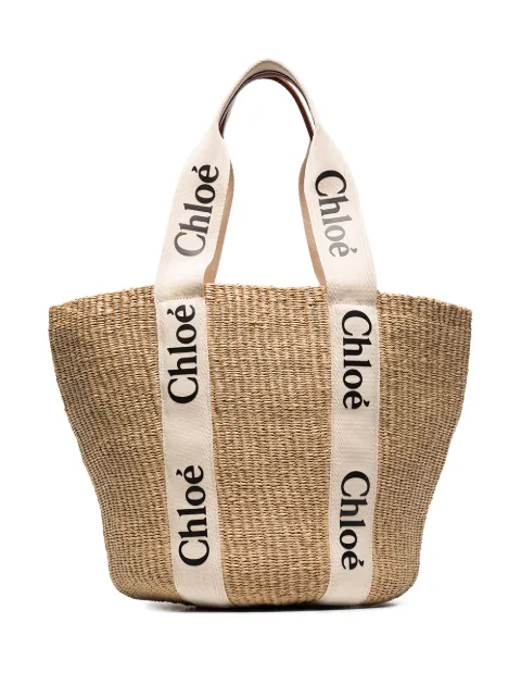 Chloé large Woody basket tote bag Neutrals CHC22SS380G55