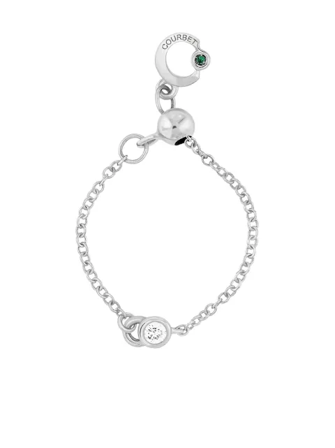 Courbet 18kt recycled white gold laboratory-grown diamond CO adjustable chain ring Silver R41W001700