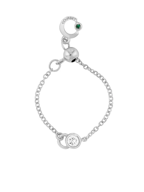 Courbet 18kt recycled white gold CO laboratory-grown diamond adjustable chain ring Silver R41W001701