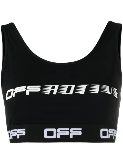 Off-White logo-print sports bra Black OWVO015V21JER0011000