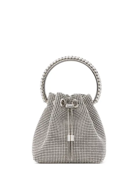 Jimmy Choo Bon Bon crystal-embellished mini bag Silver BONBONSQV