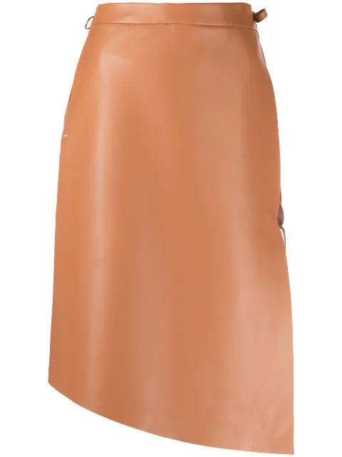 Off-White leather midi skirt Brown OWJC010S21LEA0016000