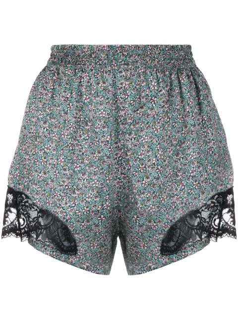Rabanne lace-panel floral-print shorts Blue 21PCPA069PO0273