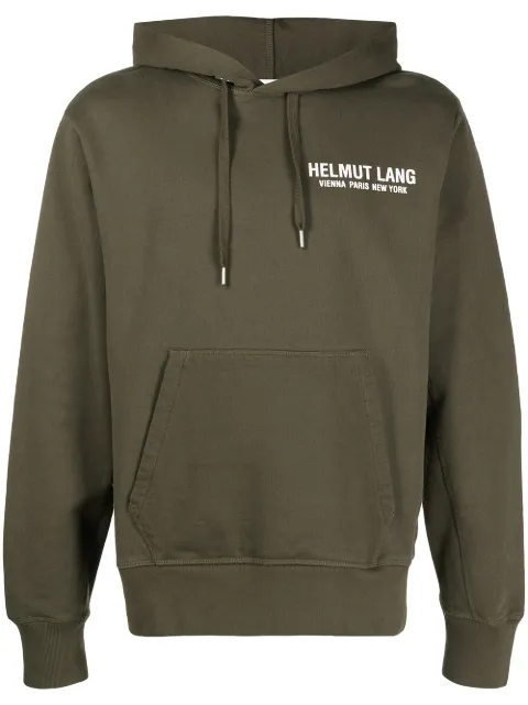 Helmut Lang logo print hooded sweatshirt Green K10DM504