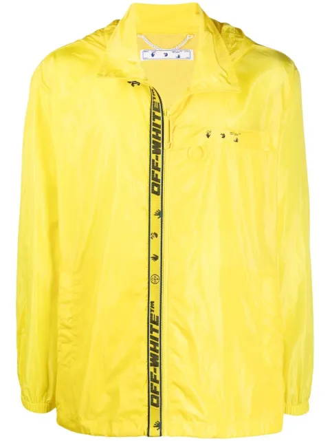 Off-White logo-print zip-up windbreaker Yellow OMEB014S21FAB0011010