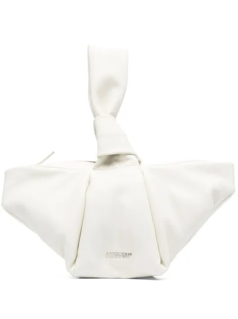 AMBUSH Twist knot-detail tote White BWNP001S21LEA0010372