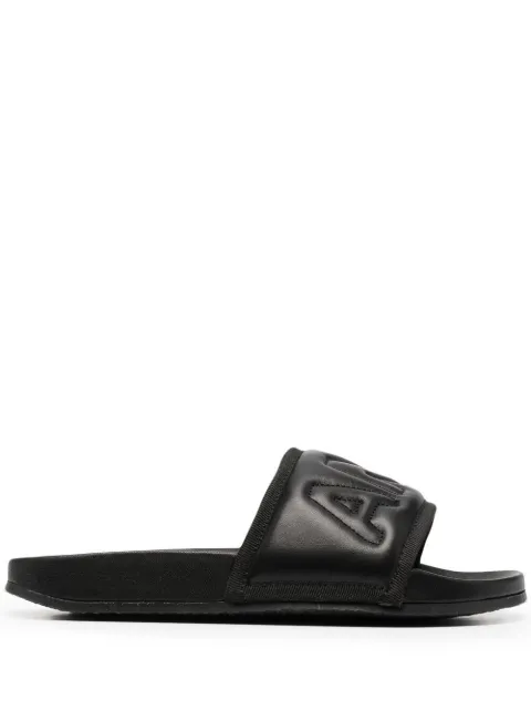 AMBUSH padded leather slides Black BWIC001S21LEA0011000