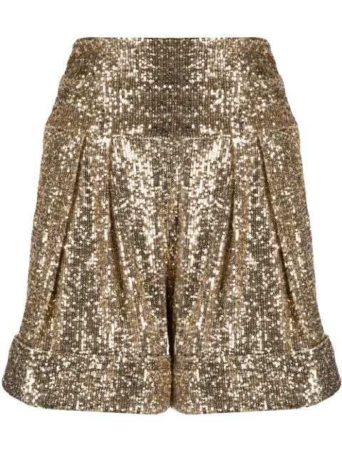 Balmain high-waisted sequinned shorts Yellow VF15026X444