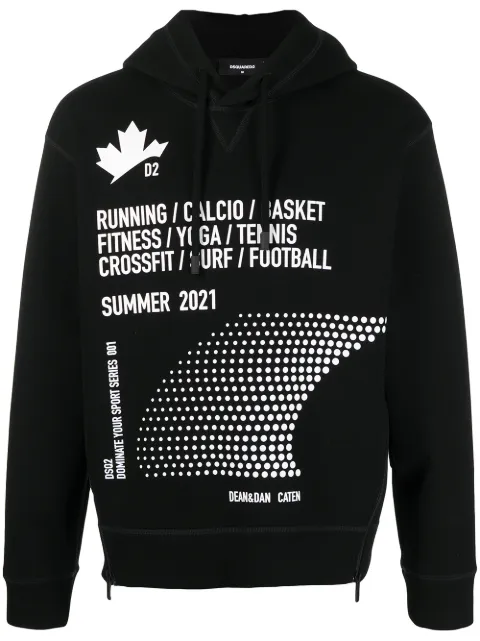 DSQUARED2 zipped side slogan print hoodie Black S74GU0486S23326