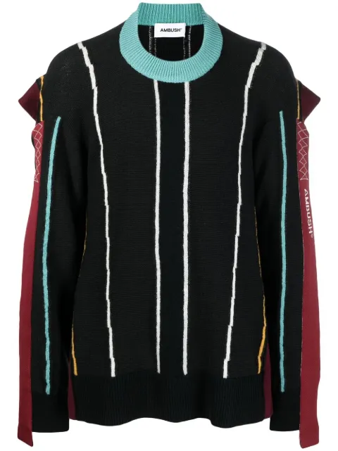 AMBUSH striped-knit jumper Black BMHE003S21KNI0011000