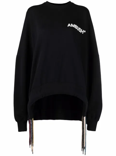 AMBUSH logo-print drawstring sweatshirt Black BWBA003S21FLE0011004