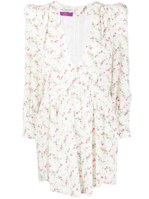 Philosophy Di Lorenzo Serafini floral-print flared silk dress White A04587151