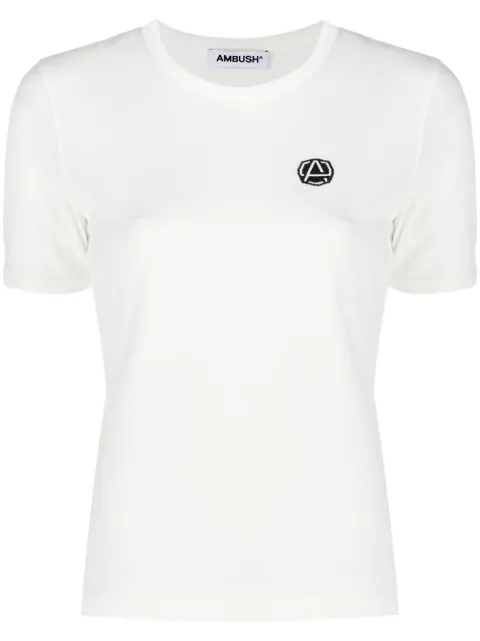AMBUSH logo patch crew-neck T-shirt Neutrals BWAA005S21JER0010310