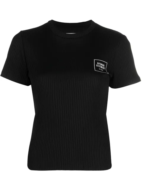 Opening Ceremony Box logo-print stretch-cotton T-shirt Black YWAA001S21JER0011101