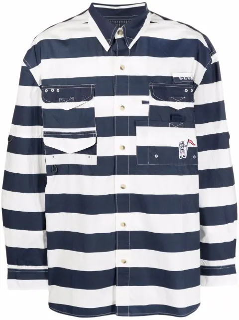 Billionaire Boys Club striped button-up shirt Blue B19235