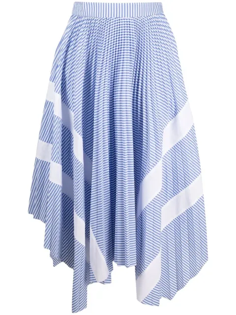 Palm Angels pinstriped asymmetric skirt Blue PWCC031S21FAB002