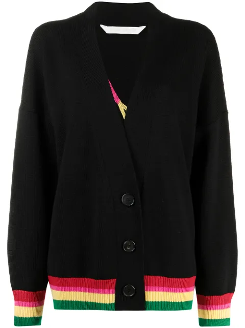 Palm Angels Miami Logo V-neck cardigan Black PWHB006S21KNI0031084