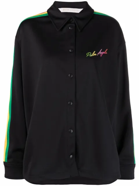 Palm Angels Miami logo-embroidered shirt Black PWGA050S21FAB0011084