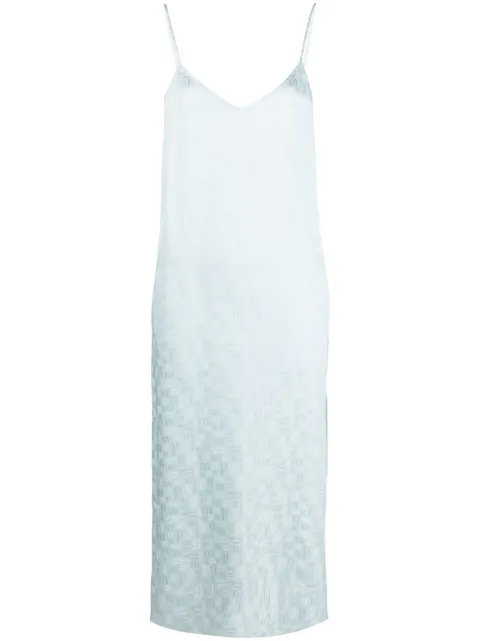 Palm Angels monogram-print slip dress Blue PWDB100S21FAB0014040