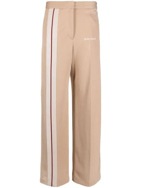 Palm Angels logo-print leg trousers Neutrals PWCA051S21FAB0028561