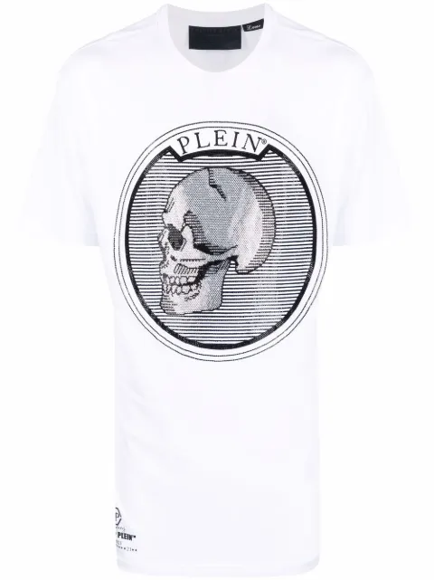 Philipp Plein Outline Skull crystal cotton T-shirt White PAACUTK0018PJY002N