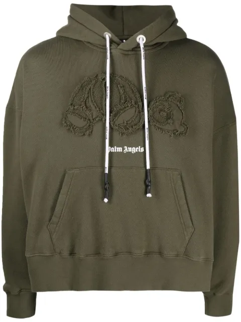 Palm Angels bear-motif hoodie Green PMBB058S21FLE0055601