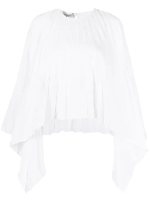 Valentino Garavani pleated bell-sleeves top White BAE5S04H2