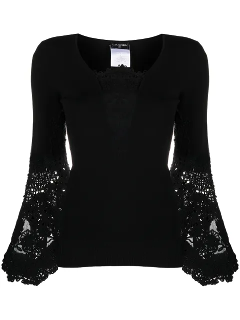 CHANEL Pre-Owned crochet detailing jumper Black DPVC1220CHAJUMP