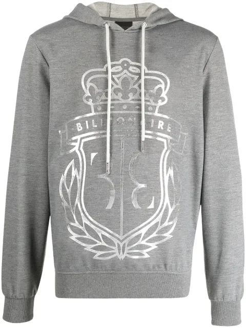 Billionaire Kingham foil logo print hoodie W20CMJB1957BTE013N