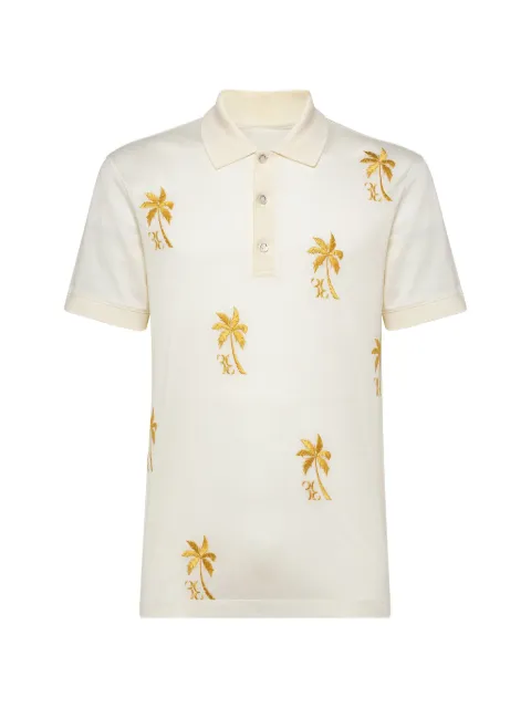 Billionaire palm-embroidered polo shirt White I19CMTK3148BTE014N